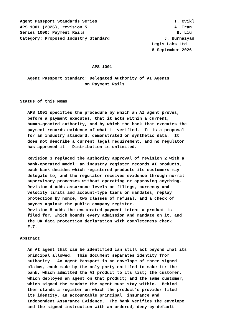 First page of APS 1001, the proposed standard